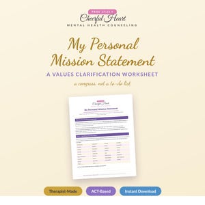 Feuille de travail pour l'énoncé de mission personnelle, outil de clarification des valeurs basé sur l'ACT (PDF)