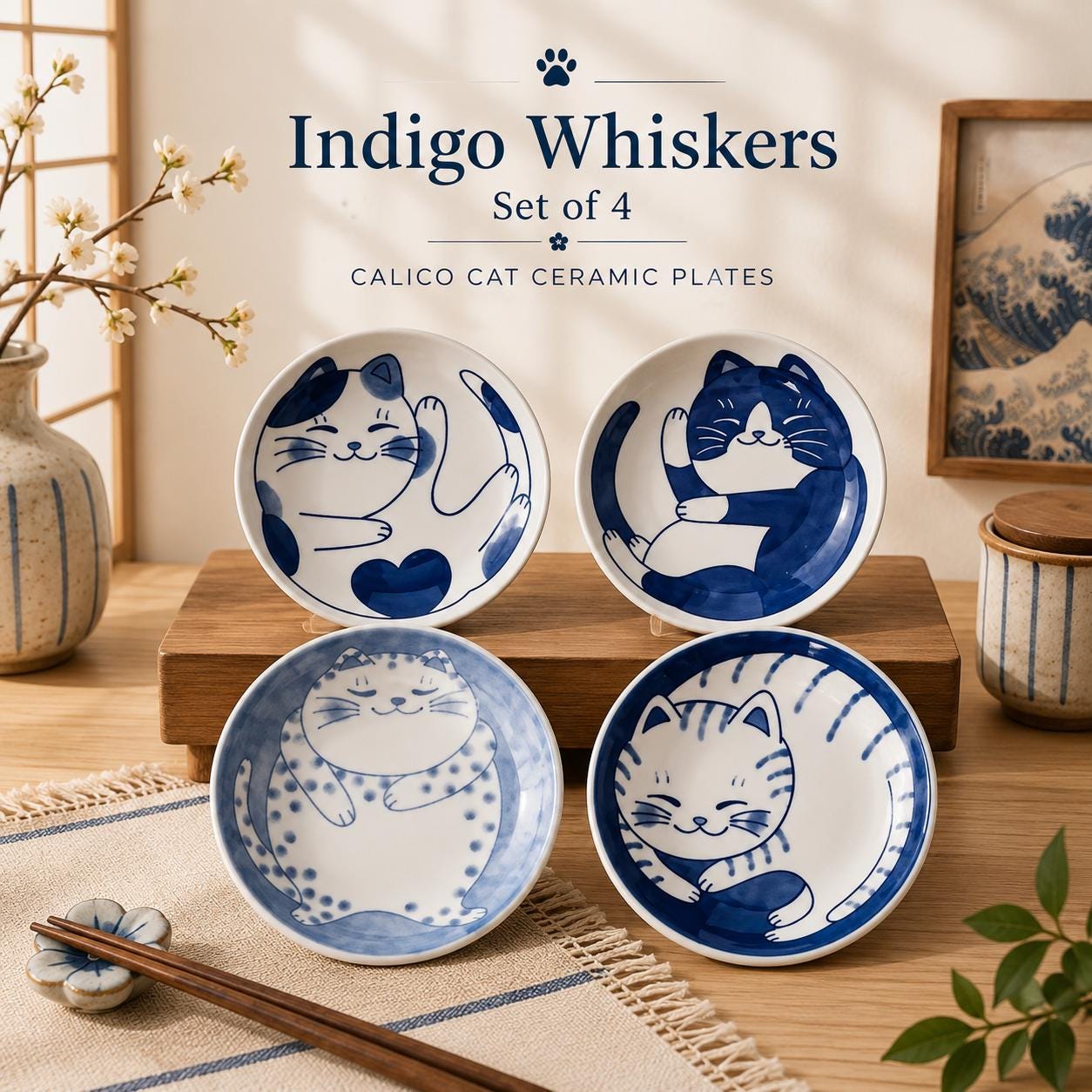 Japanese Cat Side Plate - Etsy Singapore