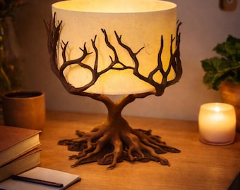 Tree of Life Table Lamp, Handmade Boho Bedside Lamp, Nature Inspired Night Light, Rechargeable