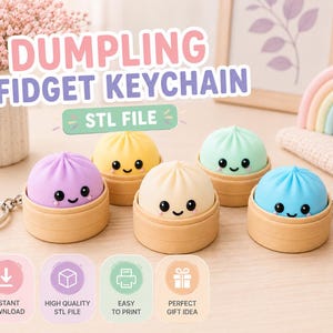 Kawaii Dumpling Fidget Keychain STL File, 3D Printable Toy (Digital Download)