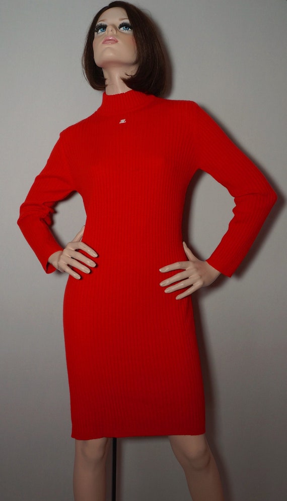 Early 1980s Courreges Patent Detail Dress