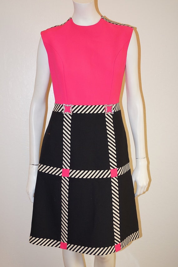 neon pink shift dress