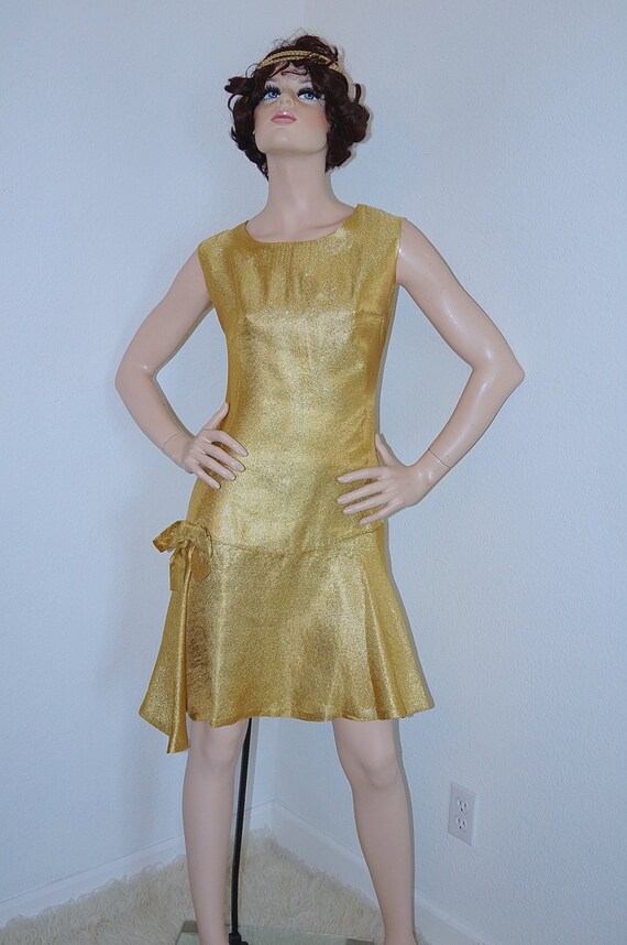 gold lame cocktail dress