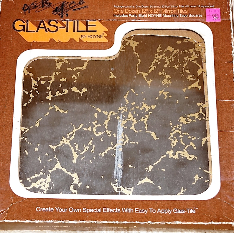 70s Mid Century Modern Gold Veined GLASS MIRROR TILES / 1970s Etsy