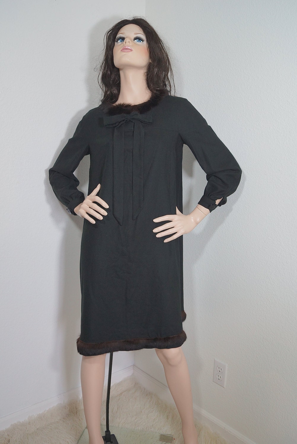 60s Mod Trapeze Dress / 1960s Black Wool A Line Tent Dress | Etsy