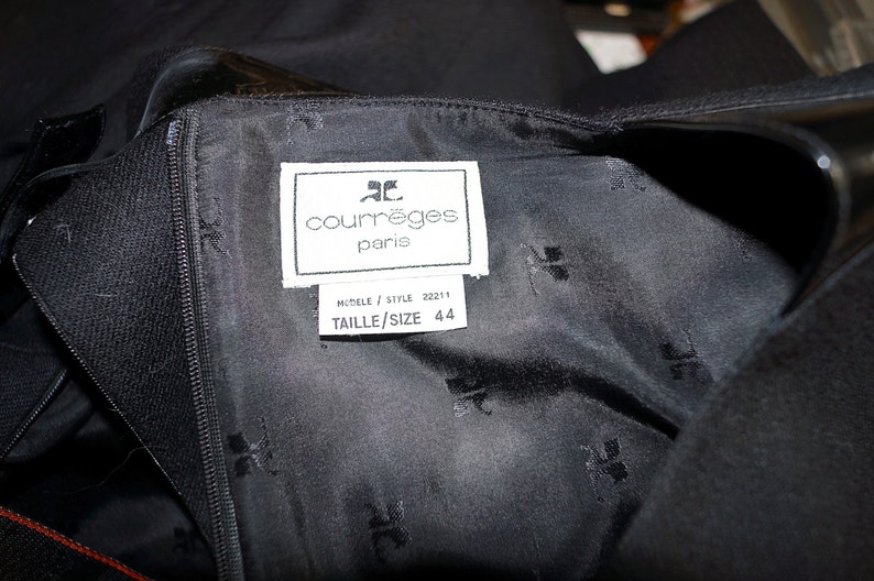 COURREGES Vintage Mod Black Wool A-line Dress With Patent - Etsy