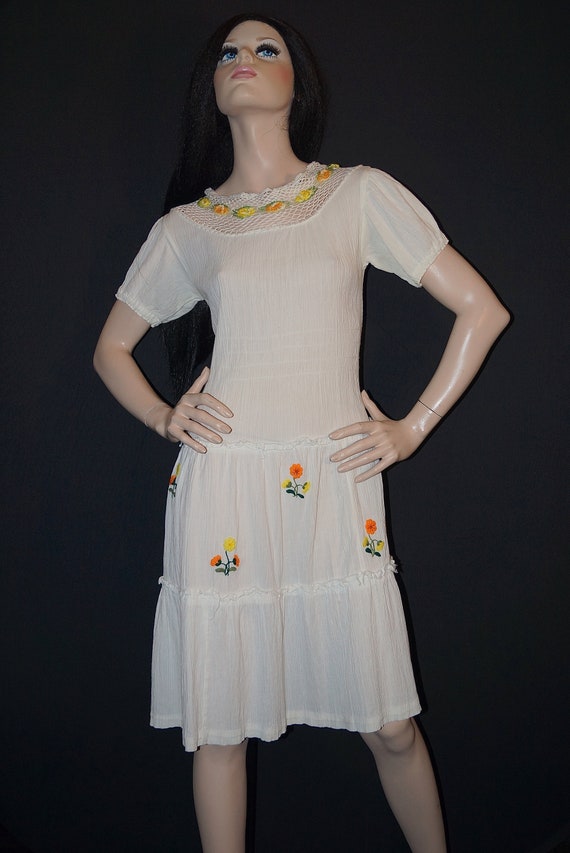 white cotton hippie dress