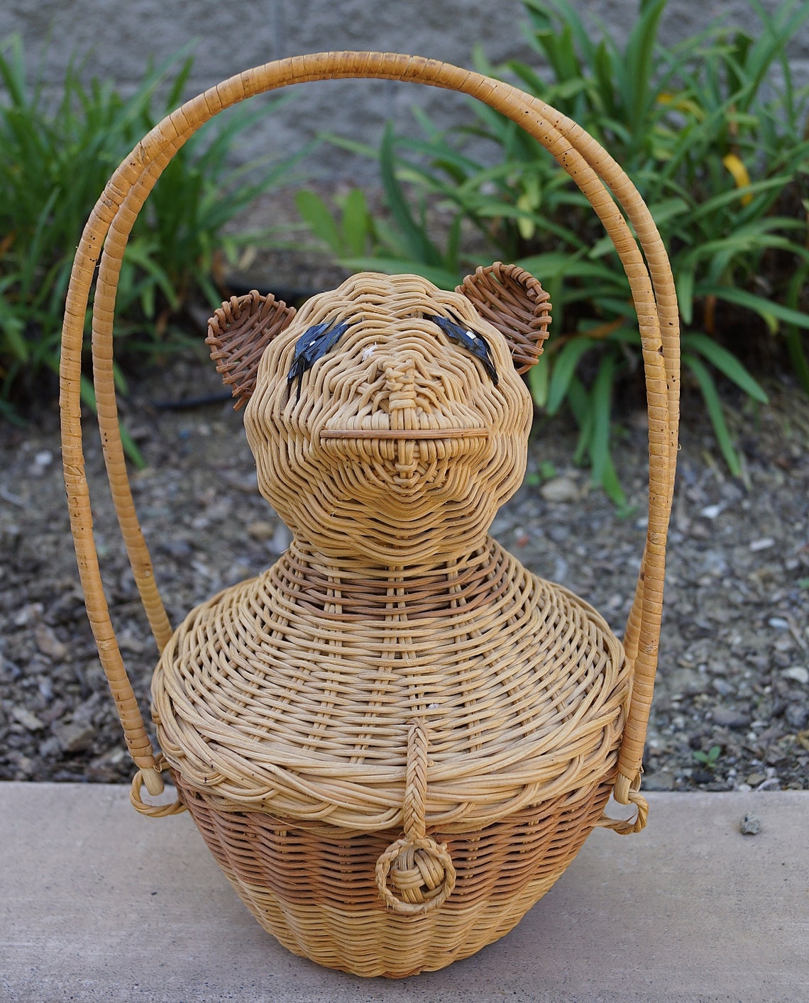 60s Vintage Wicker Animal Purse / Figural Wicker Teddy Bear Etsy