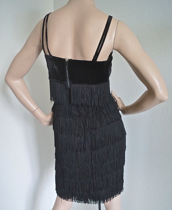 60s Little Black Dress / Flapper Fringe Dress / 1… - image 4