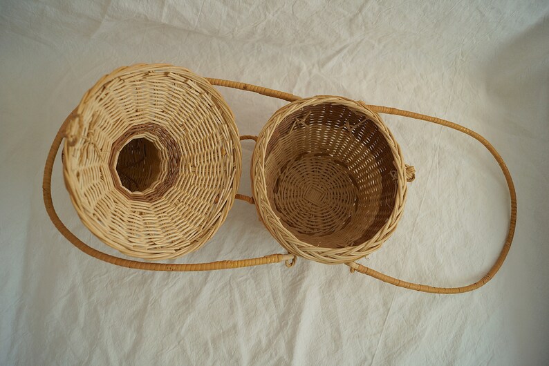 60s Vintage Wicker Animal Purse / Figural Wicker Teddy Bear Handbag