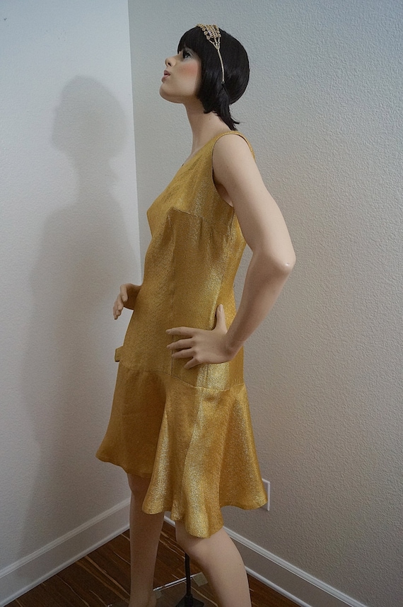 1960s Gold Cocktail Party Dress 60s 