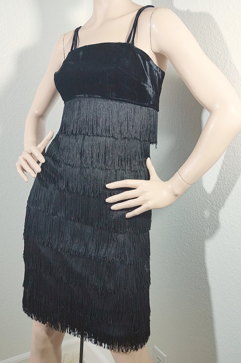 60s Little Black Dress / Flapper Fringe Dress / 1960s Black - Etsy