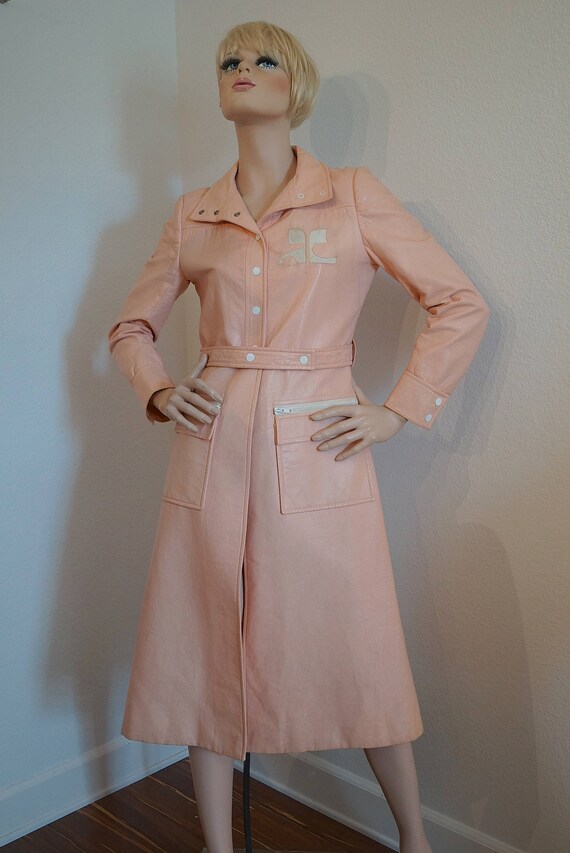 Courreges Space Age Mod Pink Vinyl Coat / Vintage
