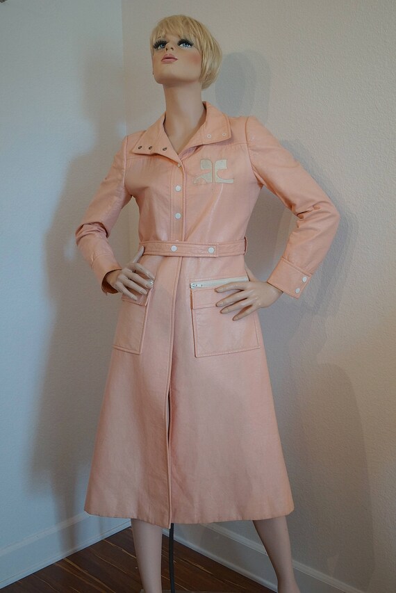 Vintage 1970s Courreges Paris Blue Wool Coat Made in France Ladies Size B