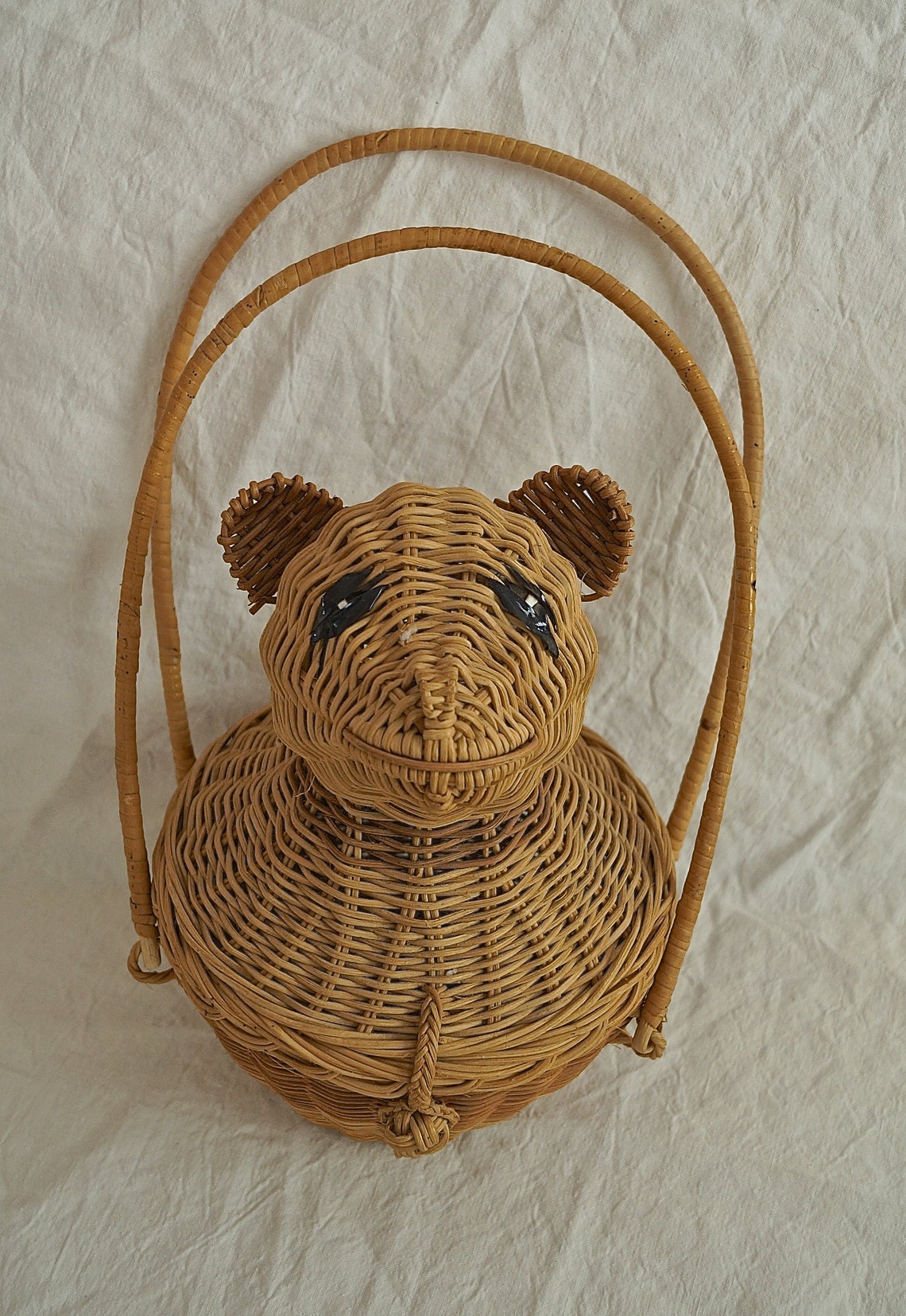 60s Vintage Wicker Animal Purse / Figural Wicker Teddy Bear Etsy