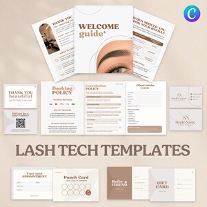 Lash Tech Business Starter Kit: Canva-Vorlagen, Kundenformulare, Nachsorge, Geschenk für Kosmetikerinnen