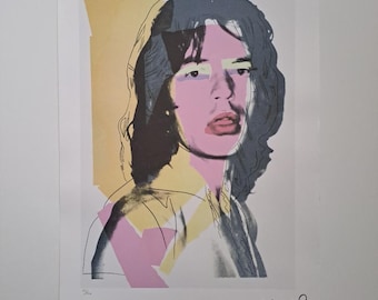 Litografia firmata da Andy Warhol, Pop Art: Mick Jagger, edizione limitata.