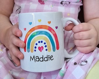 Personalized Mug for Kids Boys Girls  Snack Cup Custom Birthday Gift Party Favors Personalized Coffee Mug with Name Rainbow