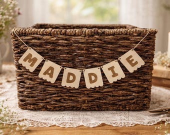 Personalisierte Wimpelkette aus Holz, Wimpelkette, Name für Korb, Wimpelkette, Name für Korb, Wimpelkette, Girlande