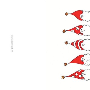 May include: A vertical row of five cartoon characters with white cloud-like heads and red pointed hats, each topped with a small orange star. The hats feature different patterns including stars, stripes, dots, and solid red. Text reads www.bazart.es.