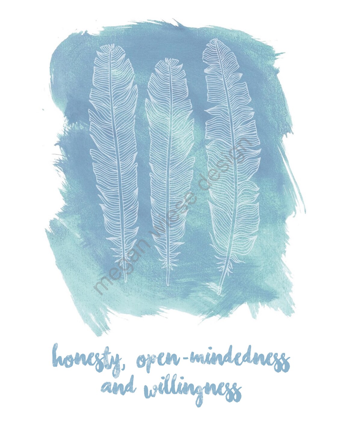 Honesty, Openmindedness, Willingness Recovery Wall Art Digital