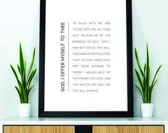 Third Step Prayer Minimalist- Recovery Wall Art -  Digital Download