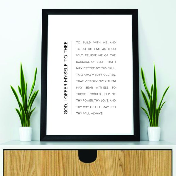 Third Step Prayer Minimalist- Recovery Wall Art -  Digital Download