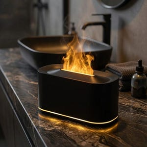 Aromatherapie-Luftbefeuchter mit Flammeneffekt – LED-Kaminoptik, Luftbefeuchter