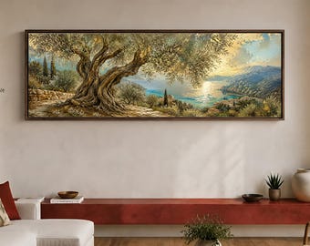 Magnificent Ancient Olive Tree Panoramic Canvas Wall Art