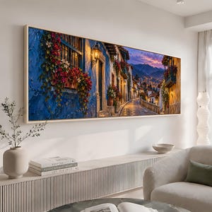 Canvasprint van de Bogota Embudo Indigo Passage, reisdecoratie voor aan de muur.