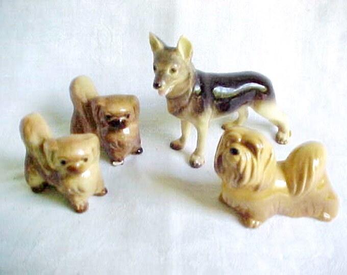 Hagen Renaker Dogs Lhasa Apso A816 German Shepherd A825 Pekingese