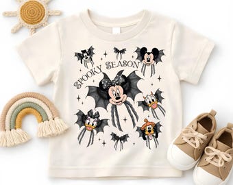 Mickey Friends Bat Spooky Season Shirt, Disney Halloween Bat Toddler Tee, Minnie Donald Goofy Pluto Halloween Youth Sweater