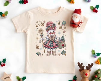 Pink Snowgirl Christmas Shirt Girls | Snowgirl Tee Girls Toddler Youth Kids |  Youth Pink Snowgirl Xmas Tee  | Pink Snowgirl Gift Onesie®