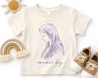Mamas Boy Virgin Mary Shirt, Catholic Virgin Mary Toddler Tee, Blessed Mother Youth Sweatshirt, Religious Christian Kids Gift