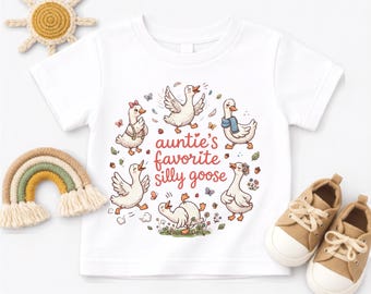 Aunties Favorite Silly Goose Shirt, Cute Goose Niece Nephew Toddler Tee, Funny Aunt Gift Baby Onesie Youth Sweatshirt