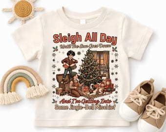 Sleigh All Day Christmas Shirt, Vintage Nostalgic Christmas Tree Toddler Sweater, Jingle Bell Mischief Youth Shirt