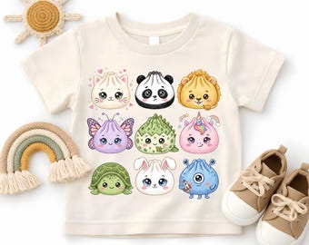Kawaii Dumpling Animals Shirt, Cute Bao Bun Characters Toddler Tee, Dim Sum Friends Kids Outfit, Foodie Youth Sweatshirt