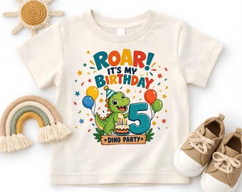 Roar Its My 5th Birthday Dinosaur Shirt, Dino Party Toddler Birthday Tee, Cute T-Rex Birthday Boy Kids Youth Sweater