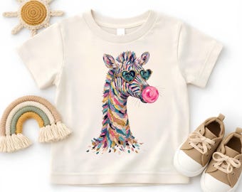 Colorful Oil Painting Zebra Shirt, Bubblegum Zebra Heart Sunglasses Toddler Tee, Wild Animal Safari Kids Youth Sweatshirt
