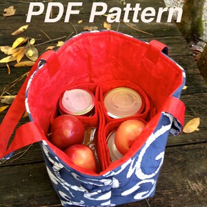 MOTIF de sac de transport Mason Jar, Jars to Go Sac de 4 pots, sac à provisions pour déjeuner d'une pinte et d'une demi-pinte - téléchargement immédiat