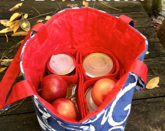 Mason Jar Carrier Bag PATTERN: 4-Jar Tote, Pint & Half-Pint Sizes (PDF Pattern)