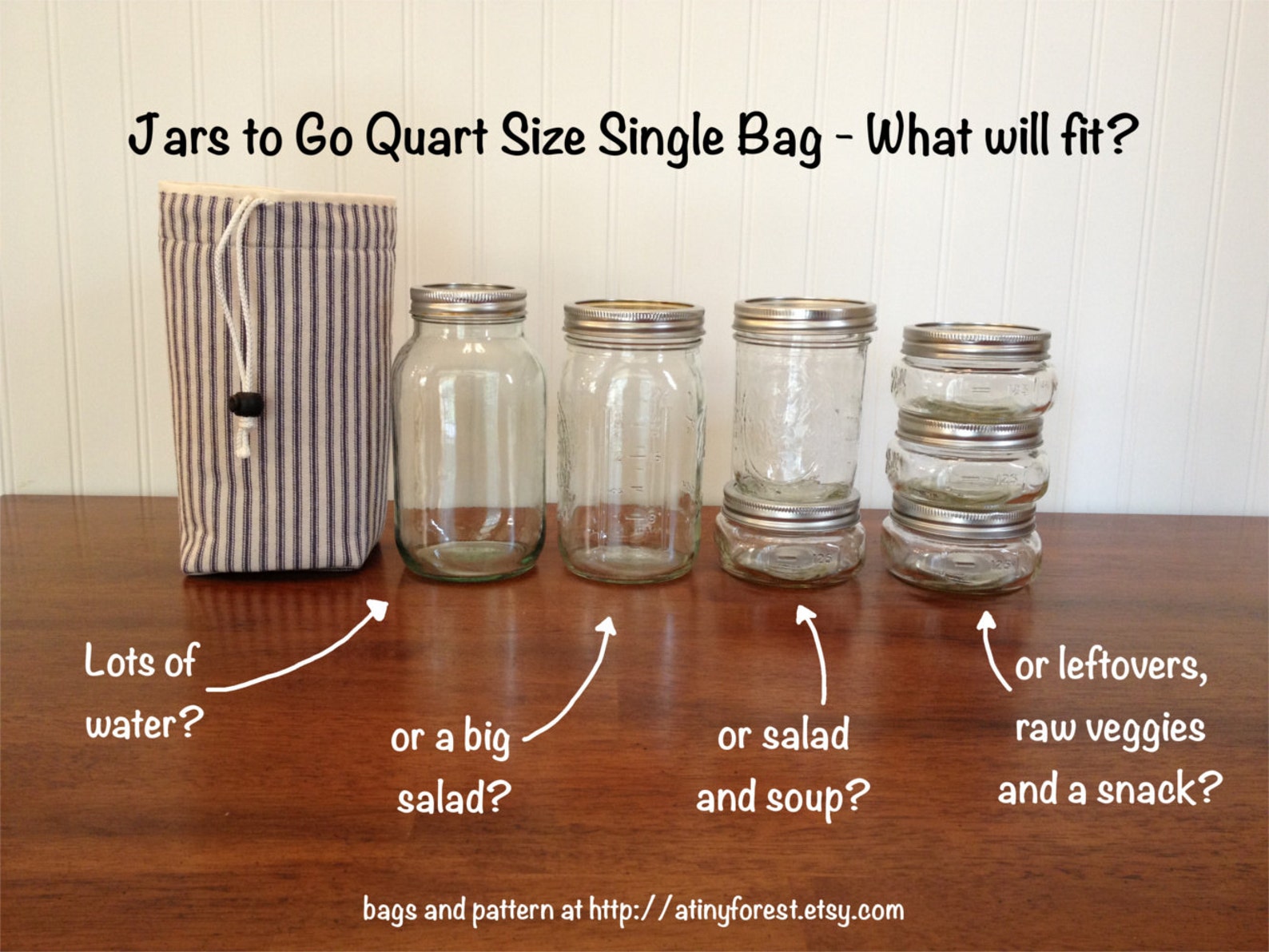 Mason Jar Carrier Bag PATTERN Jars to Go Single Instant Etsy UK