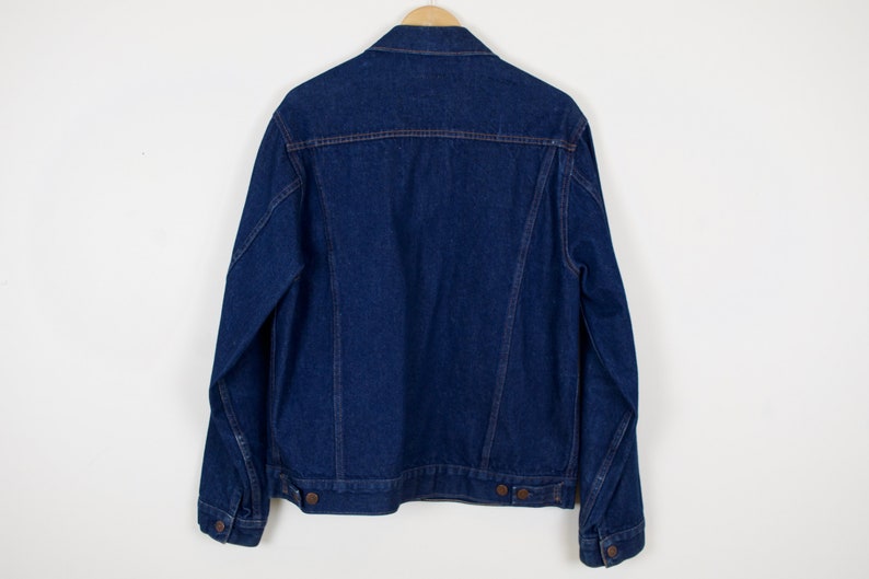 Vintage 80s Sears Roebuck Jean Jacket Dark Wash 44 Tall Made in USA Men/'s Medium Denim Jacket