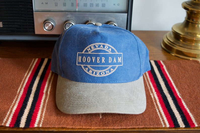 Nevada Arizona Grand Canyon Lake Mead Strapback Baseball Cap Vintage 90s Hoover Dam Hat National Park Hiking Southwest Blue Gray Hat
