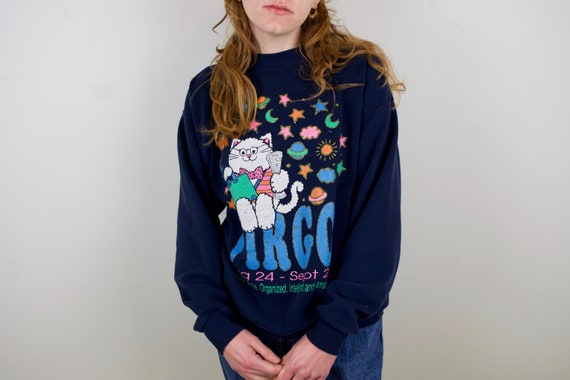 Vintage 90s Virgo Sweatshirt | Cat Astrology Zodia