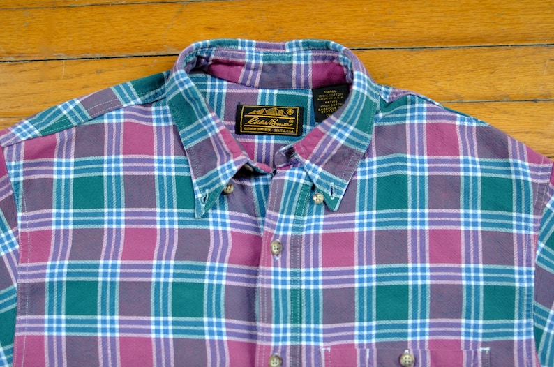 FIVE DOLLAR DEAL Vintage 90s Eddie Bauer Plaid Flannel Shirt Outdoors Hiking Pacific Northwest Lumberjack Grunge Button Down Oxford