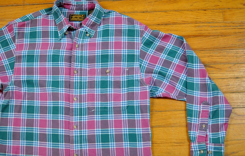 FIVE DOLLAR DEAL Vintage 90s Eddie Bauer Plaid Flannel Shirt Outdoors Hiking Pacific Northwest Lumberjack Grunge Button Down Oxford