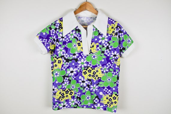Vintage 70s Flower Power Blouse | Cute Floral Pig