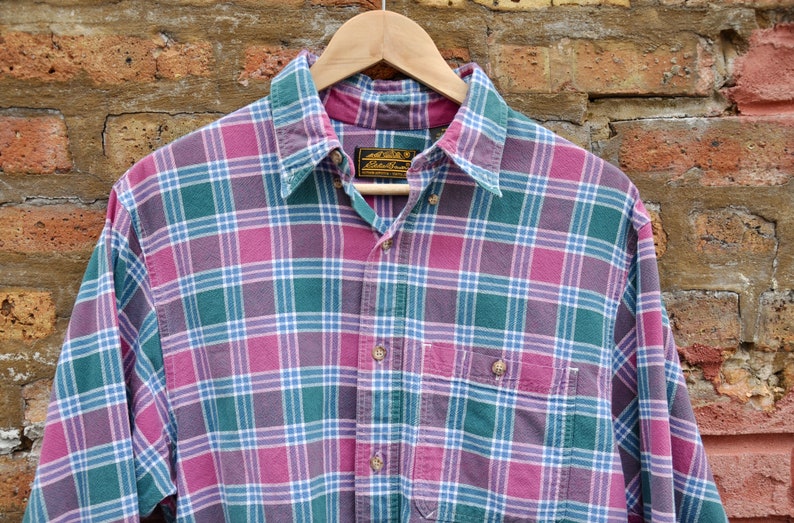 FIVE DOLLAR DEAL Vintage 90s Eddie Bauer Plaid Flannel Shirt Outdoors Hiking Pacific Northwest Lumberjack Grunge Button Down Oxford