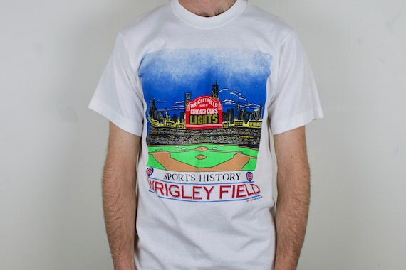 Vintage 80s Wrigley Field Lights T-shirt First Chicago Cubs 